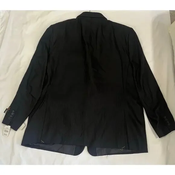 Mens Lineage Black Striped Suit Size 56L NEW